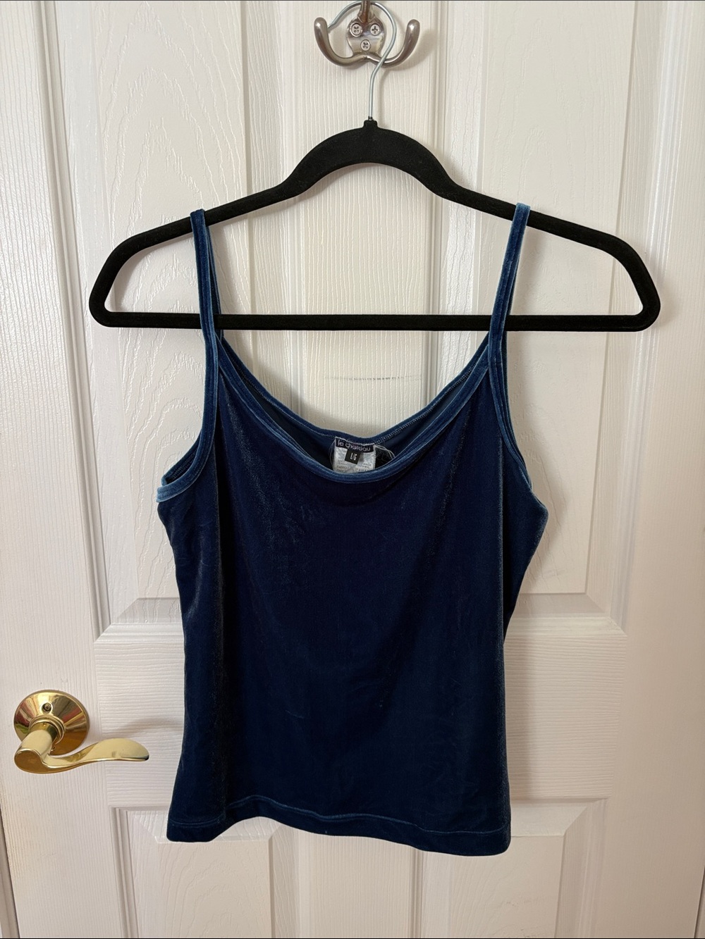 Vintage Le Chateau Navy Velvet Spaghetti Strap Camisole